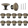 ShipeeKin 12x Rotondo Ottone Antico Manopole Stile Retrò Cucina Armadio Cassetto Fungo Maniglia Tira 30mm / 1.18 pollici con Viti Manopole Rustiche per Comò Porta Bagno Hardware(Bronzo antico)