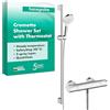 hansgrohe Crometta Sistema doccia esterno Vario con termostatico Ecostat 1001 CL e asta doccia 90 cm, bianco/cromo, 27813400