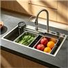 ZGCSINNK Lavello Cucina a Cascata 80x50 cm in Acciaio Inox 304 Spazzolato - Lavandino Multifunzione con Display Digitale, Tagliere e Cestello di Scarico - Lavello Moderno da Cucina con Accessori Completi