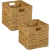 Relaxdays Set 2 Cesti Intrecciati Portaoggetti in Giacinto Acqua, HLP: 30x30x30cm, Scatola da Scaffale Cubo, Naturale