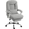 HOMCOM Sedia da Ufficio Ergonomica, Poltrona Reclinabile in Velluto con Supporto Lombare, Altezza Regolabile, Grigio Chiaro | Aosom Italy