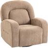 HOMCOM Poltrona Relax Girevole 360° con Funzione Dondolo e Reclinabile, Seduta Ampia, in Velluto Ultra Morbido Cloud, Kaki | Aosom Italy