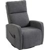 HOMCOM Poltrona Relax Massaggiante in Chenille con Funzione Riscaldante, Rotazione 360°, Meccanismo Oscillante, Regolazione Manuale, Grigio Scuro | Aosom Italy