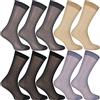 Uaussi 10 paia di calzini da uomo ultra sottili in seta velata da lavoro calzini in morbido nylon da lavoro Sox metà polpaccio, Nero e blu navy., taglia unica
