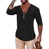 DTGPRO Basic Shirt Uomo Primavera Autunno Tinta Unita Scollo V Manica Lunga Tops Uomo Sottile Comodo Casual T-Shirt Uomo Moda Manica Lunga T-Shirt Uomo A-Coffee L