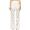 Auriselle Donna Y2K Pantaloni Trasparenti Ricamati con Vita Alta e Gamba Dritta Elastico in Vita Pantaloni Mesh Street Rave per Discoteca, Clubbing, Festa, Bianco, L