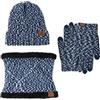 Generico Set Cappello Sciarpa Lana Cappello Sciarpa Guanti Set Pile Caldo Scaldacollo in Lana Berretto Termico Sport all' da Sci Guanti Uomo Donna Scaldacollo Pile 𝐃onna Fantasia (Blue, One Size)
