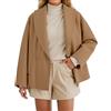 Generisch Giacca corta da donna alla moda con colletto trench a doppia fila come capispalla casual leggero per elegante, marrone, XL