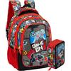 Julian Ross Gamer Squad - Schoolpack Zaino con con astuccio 3 scomparti completo per scuola elementare