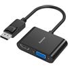 Hama Adattatore DisplayPort a VGA e HDMI, 4K Ultra HD, Full HD (adattatore 2 in 1 con connettore per display, presa HDMI e presa VGA per il collegamento di PC, laptop a schermo, TV, proiettore)