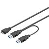 Goobay 95746 Cavo USB 3.0 Dual Power SuperSpeed, Nero, 3 x Numero di Schermature, 0.30m Lunghezza del Cavo