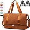YOUYIKE Borsone da Viaggio Donna Borsa 40x30x20 con 2 Pezzi Borse per Scarpe Scomparto Scarpe Viaggio Pieghevole Separazione a Secco e a Umido Borsa Piscina Palestra Weekend Aereo Bagaglio Sportiva (Marrone)