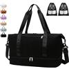 YOUYIKE Borsone da Viaggio Donna Borsa 40x30x20 con 2 Pezzi Borse per Scarpe Scomparto Scarpe Viaggio Pieghevole Separazione a Secco e a Umido Borsa Piscina Palestra Weekend Aereo Bagaglio Sportiva (Nero)