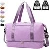 YOUYIKE Borsone da Viaggio Donna Borsa 40x30x20 con 2 Pezzi Borse per Scarpe Scomparto Scarpe Viaggio Pieghevole Separazione a Secco e a Umido Borsa Piscina Palestra Weekend Aereo Bagaglio Sportiva (Viola)