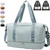 YOUYIKE Borsone da Viaggio Donna Borsa 40x30x20 con 2 Pezzi Borse per Scarpe Scomparto Scarpe Viaggio Pieghevole Separazione a Secco e a Umido Borsa Piscina Palestra Weekend Aereo Bagaglio Sportiva (Blu)