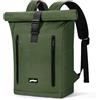 YOKGO Zaino da Viaggio, Zaino Rolltop Backpack per Laptop Porta PC 15,6 Pollici, Zaino Università Zaini Antifurto Espandibile 18-25L per Donne Uomini Zainetto Daypack Casual per scuola, Lavoro Verde