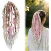 Zueyen Dreadlocks - Extension a coda di cavallo, 55 cm, con fascia elastica, stile Boho Dread, realizzata a mano con perle e conchiglie, per uomo e donna (rosa)