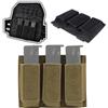 AQzxdc Portacaricatore tattico da 9 mm, doppio e triplo, portacaricatore for pistola, clip Molle, portacaricatore da 9 mm con apertura superiore, attrezzatura tattica(Brown)