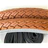 Generico 2 Copertoni 26 X 1.75 marroni + 2 Camere d'aria Bici 26 MTB stradali slick VINTAGE