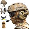 WLXW Set di Caschi Tattici A Protezione Completa Fast SF, con Auricolare Softair E Occhiali A Tre Lenti E Maschera Tattica, per Set Militare di Paintball Wargame,Tan