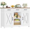 TEENFON Credenza Cucina, Mobile Cucina con 3 Cassetti e 2 Ante, Ripiani Regolabili, Credenza per il Soggiorno e Sala da Pranzo, 90 x 30 x 80 cm, Bianco