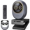 EMEET Piko Webcam 4K per Streaming a Doppia Obiettivo, Telecamera Grandangolare e Teleobiettivo, Zoom Ibrido 11X, Autofocus 0,2s, Telecomando, 3 Microfoni, Copertura Privacy Panda, USB C per Lavoro