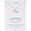 LUUK LIFESTYLE Collana ragazza con ciondolo Delfino e acciaio inossidabile (50cm), con carta HAPPINESS, portafortuna, gioielli elegante, idea regali donna, lei, compleanno, oro rosa