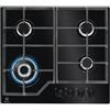 Electrolux PRONTA CONSEGNA - SPEDIZIONE IMMEDIATA Piano cottura Incasso 60 cm 4 Fuochi Griglie in ghisa Serie 600 Gas on Glass cristallo temperato Nero Electrolux EGM6343YAK