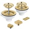 Grohe 40 998 GN0 Set di scarico per lavelli a 2 vasche - Piletta 2 vie Oro - Oro spazzolato per lavelli Grohe - 40998GN0