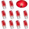 Sidaqi Micro standard La lampadina alogena T10 W5W è di rosso e luminoso 194 168 501 Luci di guida a cuneo Luce laterale DRL Luci del cruscotto freno fanale posteriore-10PCS