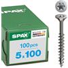 Spax, 0/3487/000/5,0/100/ /02, Vite universale, 5,0 x 100 mm, 100 pezzi, testa svasata, T-Star Plus, 4Tagliare, filo parziale, acciaio inox A2, 1.4567-0197000501003