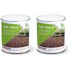 TOVER Oil4Sun Olio Impregnante per Legno Esterno e Decking - Protettivo per Bordi Piscina e Teak - Resiste ai Raggi UV e Intemperie - Effetto Naturale Idrorepellente - Kit 2x1 Litro