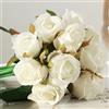 Jasion Bouquet di 12 rose artificiali in seta per casa, ufficio, feste, decorazioni per matrimoni e matrimoni (bianco primaverile)