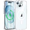 ORETECH Magnetica Cover per iPhone 15 Plus Custodia iPhone 15 Plus con 2 Pezzi Pellicola Protettiva in Vetro Temperato & 1 Pezzi Pellicola Fotocamera Antiurto Ultra Sottile Hard PC Cover-Trasparente
