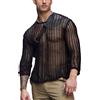 EACH WOMEN Maglietta da Uomo in Maglia Trasparente Maglietta Sexy a Rete con Maniche Lunghe a Maniche Lunghe
