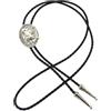 Kfwfuaee [Kfwfuaee] Collana da uomo in metallo con ciondolo a forma di testa di lupo in metallo con piuma vintage bolo cravatta in pelle corda collo camicia collare catena cowboy Neckwear, Thai argento western