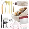Aischens Kit Completo per Lievito Madre:Cestino per Pane Ovale 25 cm e Cestino Rotondo 23 cm,Fascia in Silicone per Pane,Barattolo per Lievitazione,Set Raschietti per Ciotola e Impasto (14 Set)