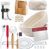 Aischens Kit Completo per Lievito Madre 12 Pezzi:Cestino per Pane Ovale 25 cm e Cestino Rotondo 23 cm,Fascia in Silicone per Pane,Barattolo per Lievitazione,Set Raschietti per Ciotola e Impasto