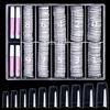 MELLIEX 500 Pezzi Unghie Finte Acrilico Artificiale Tips Unghie con Colla, Unghie Finte Tips in Francese da Donna per Saloni di Manicure (10 Misure, Trasparenti)