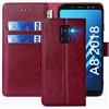 FMPCUON Cover per Samsung Galaxy A8 2018, custodia a libro per Samsung Galaxy A8 2018, in pelle PU di alta qualità, portafoglio di protezione magnetica per Samsung Galaxy A8 2018, rosso
