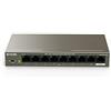Tenda PoE Switch, 9 Porte 10/100 Mbps, 8 PoE Porte, 63W, IEEE 802.3af/at, Nessuna Configurazione Necessaria, Protezione Antifulmine Professionale,Cassa in Metallo TEF1109P-8-63W