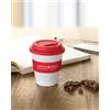 ASTORIA Bicchiere bianco lucido 350ml in PP con coperchio silicone Personalizzate o neutre