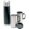 ISOSET Thermos 500ml + 2 Tazze Acciaio Inox Doppia Parete Argento Personalizzate o neutre