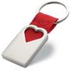 BONHEUR Portachiavi metallo satinato cuore rosso con fascetta tela Personalizzate o neutre