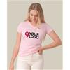 JHK T-shirt donna GM regular scollo V cotone, comfort, più colori Personalizzate o neutre