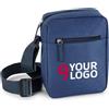Borsa a tracolla in poliestere nero, tasca zip, 18x22x7 cm Personalizzate o neutre