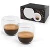 Set Caffè Vetro Doppio Strato 2 Bicchieri 90ml con Scatola Regalo Personalizzate o neutre