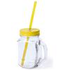 Heisond Vaso in Vetro 500ml con Coperchio Colorato e Cannuccia Personalizzate o neutre