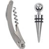 Set da Vino Duet in Bambù e Acciaio Inox con Cavatappi 13x10 cm Personalizzate o neutre