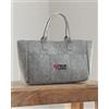Bags by Jassz Shopper in feltro Grigia 32x20x10 cm con 3 tasche e chiusura Velcro Personalizzate o neutre